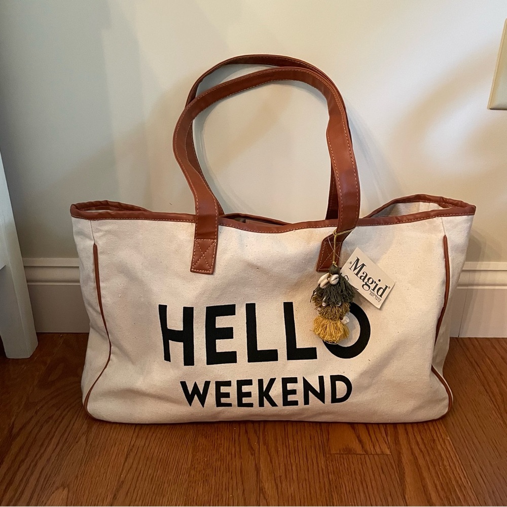 Large canvas tote bag -NEW with tag 20” long, 11” deep, 7” wide